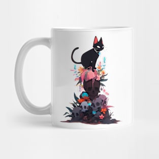 black cats and skull, mystical Forrest Mug